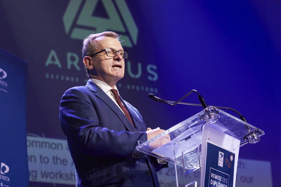 Emmanuel Levacher, directeur général d’Arquus, parrain de la promotion 2020. Crédit : Frédéric Haury