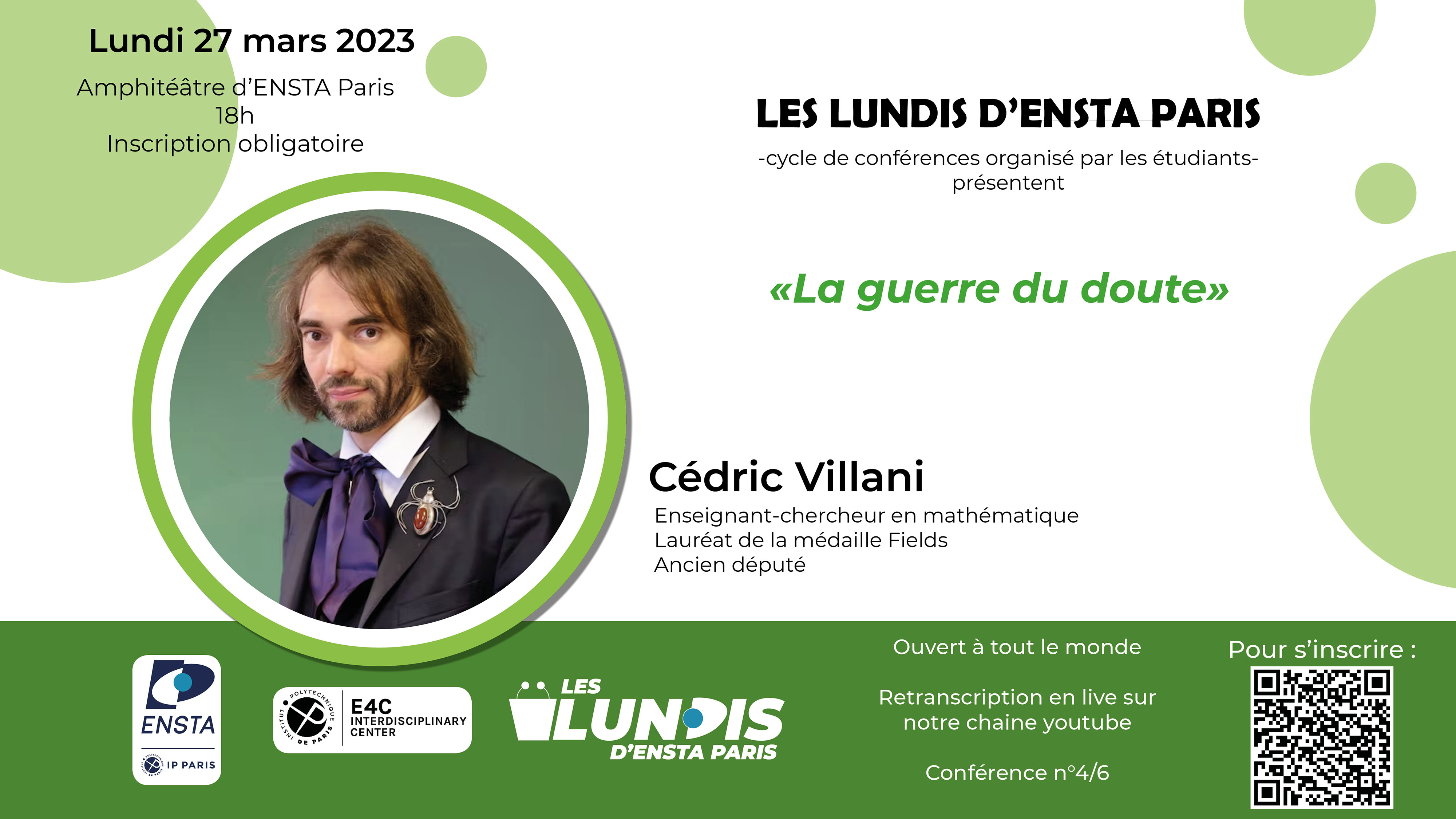 Les Lundis d'ENSTA Paris accueillent Cédric Villani