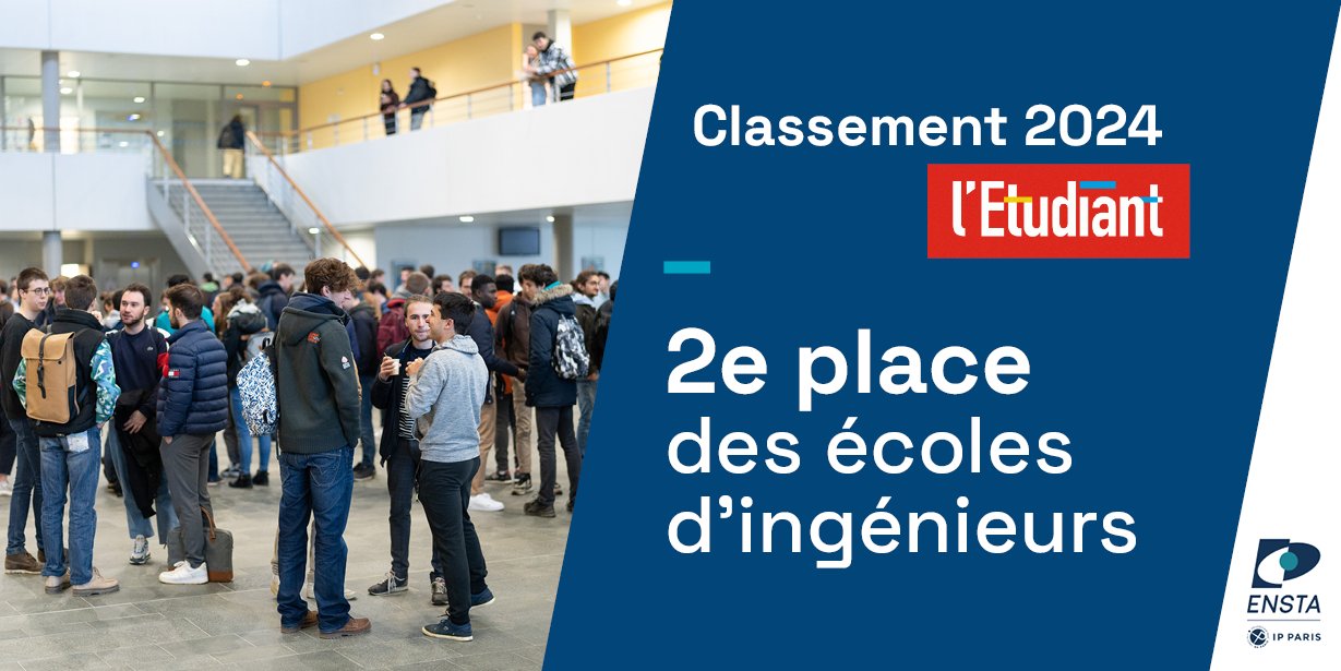 ENSTA Paris à la deuxième place du classement des écoles d'ingénieurs de L'Étudiant