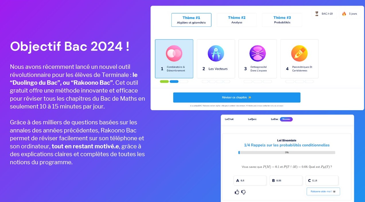 Objectif bac 2024 pour Rakoono