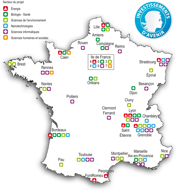 Carte des investissements d'avenir