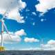 Vue d'artiste d'un champ d'éoliennes flottantes. Crédit : EDF