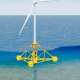 Schéma de principe d'une éolienne flottante avec simple ancrage sur le fond. Crédit : EDF
